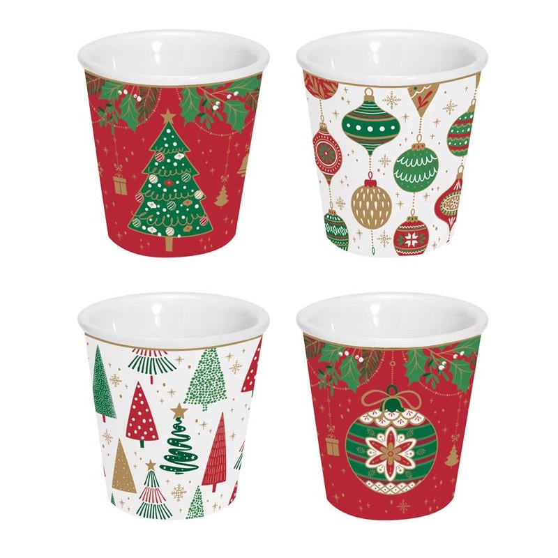 Set 4 porcelain coffee cups in gift box