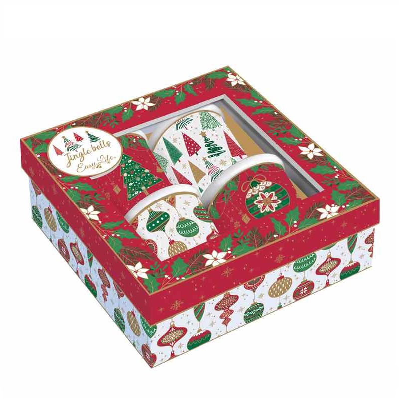 Set 4 porcelain coffee cups in gift box