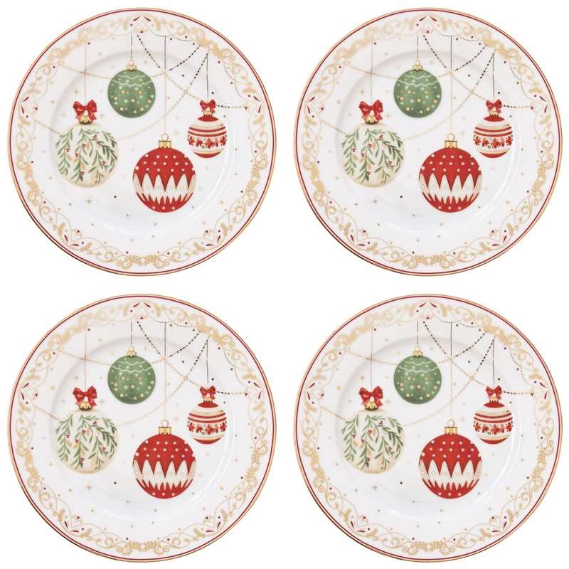 Set 4 porcelain dessert plates in gift box