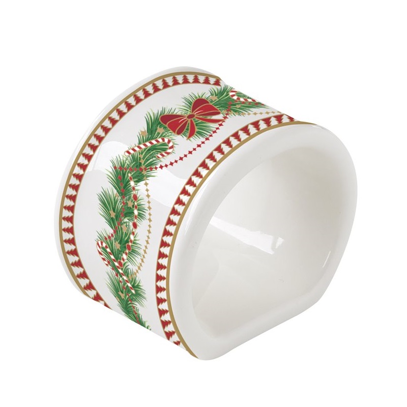 Set 4 porcelain napkin rings in colour box